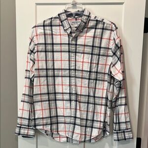 Express Men's Casual Plaid Shirt - White, Navy and Red